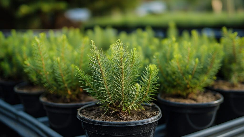 A healthy shrub planted in Nursery Lite soil mix, showing stable growth and well-draining potting blend for trees and shrubs.